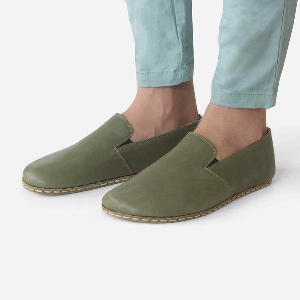 Hitz Men's Olive Leather Slip On Casual Shoes – Hitz Shoes Online